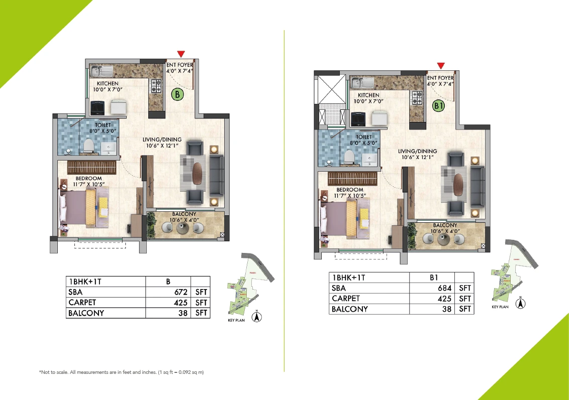 Sattva Park Cubix 1 BHK Floor Plan