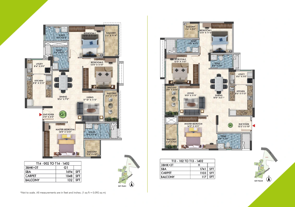 Sattva Park Cubix 3 BHK Floor Plan